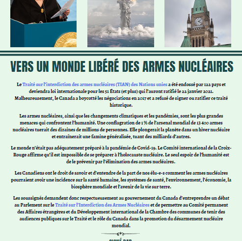 Déclaration à endosser : Vers un monde libéré des armes nucléaires (appel fermé)