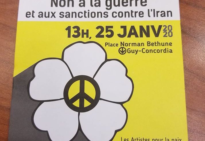 Manifestation le 25 janvier 2020: Journée mondiale de manifestation: Non à la guerre et aux sanctions contre l’Iran