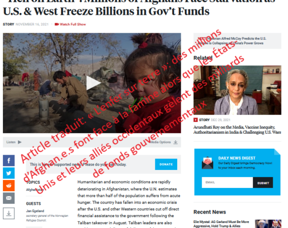 « L’enfer sur terre »: des millions d’Afghan.e.s font face à la famine alors que les États-Unis et leurs alliés occidentaux gèlent des milliards de fonds gouvernementaux