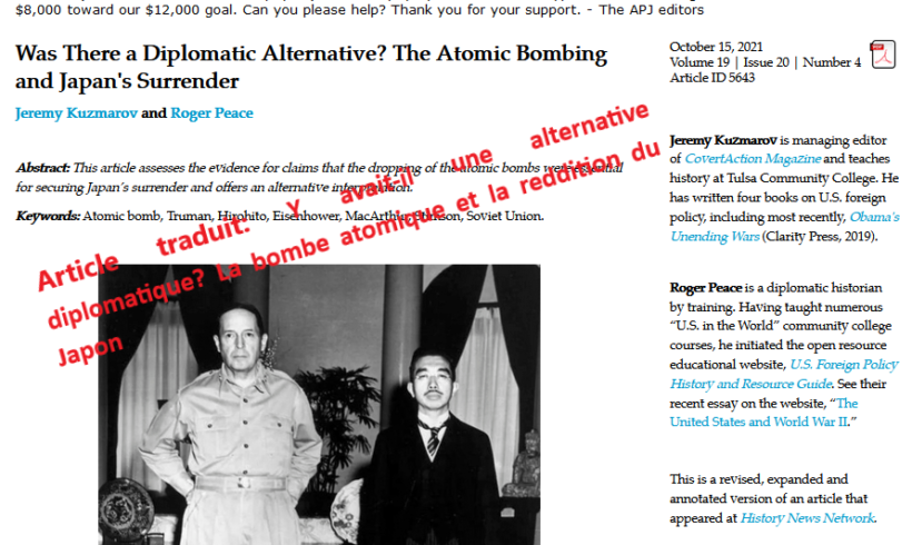 Y avait-il une alternative diplomatique? La bombe atomique et la reddition du Japon