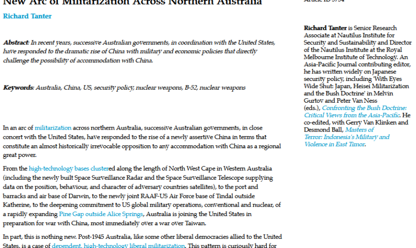 Préparatifs de guerre contre la Chine : les États-Unis et le nouvel arc de militarisation dans le nord de l’Australie (traduction)