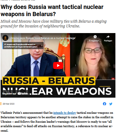 Pourquoi la Russie veut-elle des armes nucléaires tactiques au Bélarus* ? (traduction)