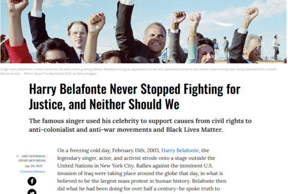 Harry Belafonte n’a jamais cessé de se battre pour la justice, et nous ne devrions pas le faire non plus (Traduction)