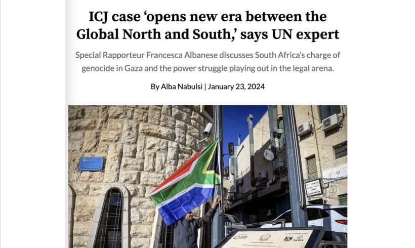 L’affaire de la Cour internationale de justice « ouvre une nouvelle ère entre le Nord et le Sud », déclare une experte des Nations Unies (traduction)