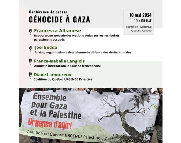 Coalition du Québec URGENCE Palestine – Conférence de presse (mai 2024)