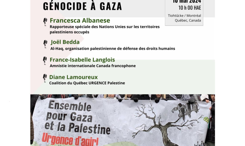 Coalition du Québec URGENCE Palestine – Conférence de presse (mai 2024)