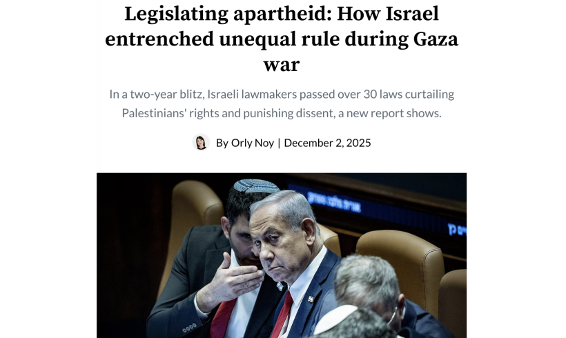 Légiférer l’apartheid : comment Israël a renforcé le règne de l’inégalité pendant la guerre de Gaza (traduction) Légiférer l’apartheid : comment Israël a renforcé le règne de l’inégalité pendant la guerre de Gaza (traduction)