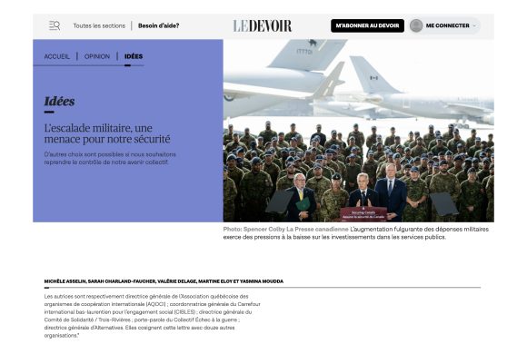 L’escalade militaire : une menace pour notre sécurité
