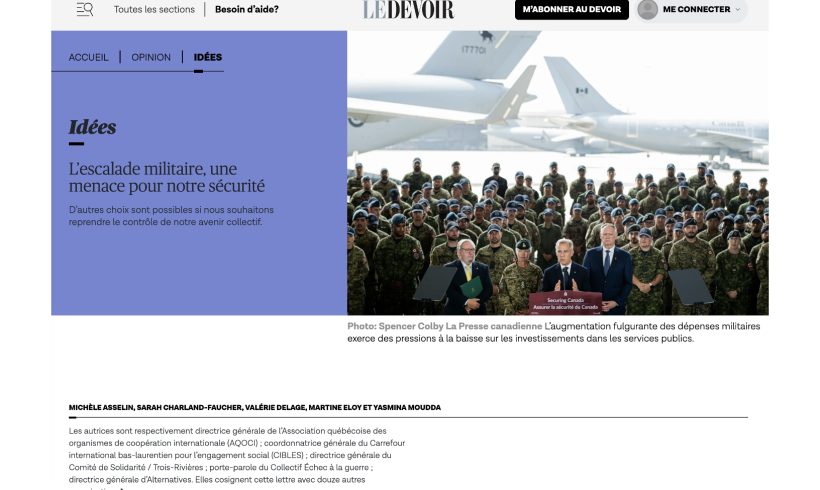 L’escalade militaire : une menace pour notre sécurité