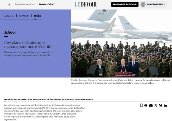 L’escalade militaire : une menace pour notre sécurité