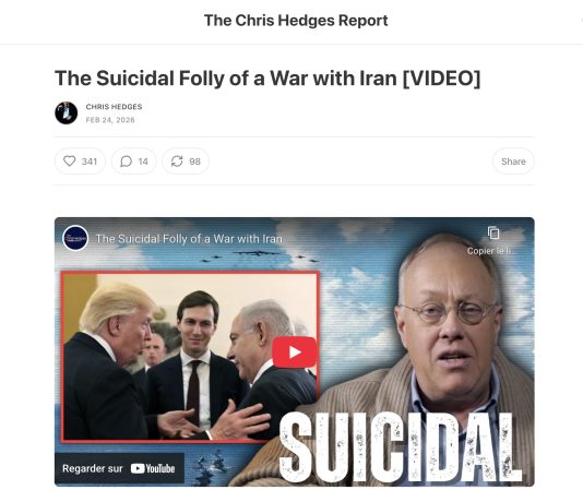 « La folie suicidaire d'une guerre avec l'Iran », The Chris Hedges Report, 24 février 2026