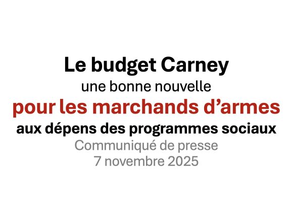 Le budget Carney (communiqué de presse du 7 novembre 2025)