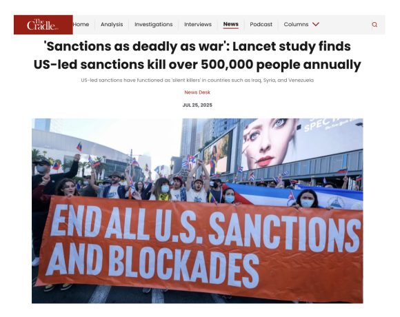 « Des sanctions aussi meurtrières que la guerre » (traduction)