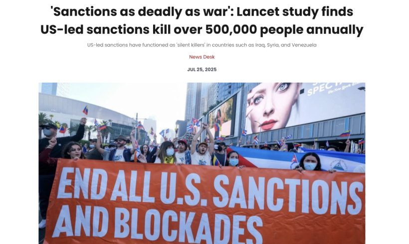 « Des sanctions aussi meurtrières que la guerre » (traduction)