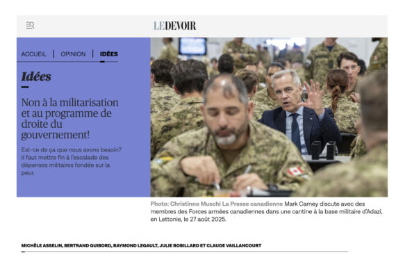 NON à la militarisation et à l’agenda de droite du gouvernement Carney! NON à la militarisation et à l’agenda de droite du gouvernement Carney!